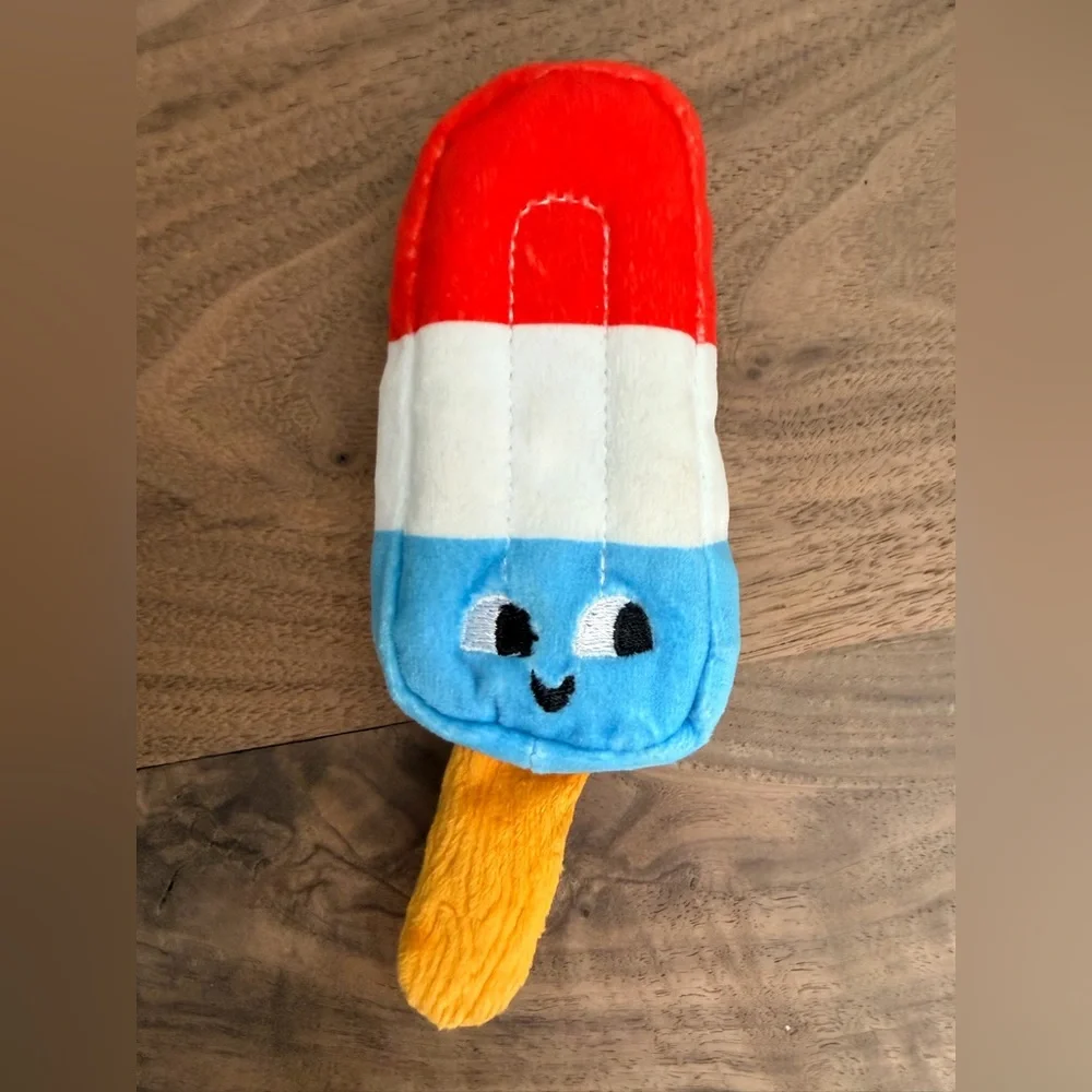 BarkBox Small Dog Toys Set of 3 Popsicle Pizza Soda Plush Squeaky
